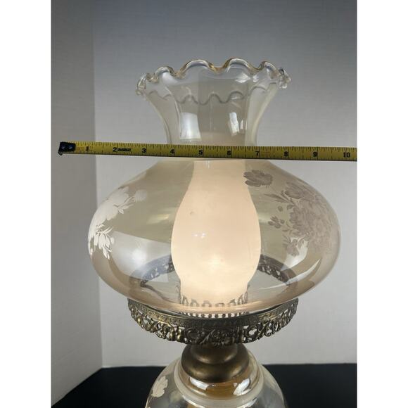Vintage Accurate Casting 3 Way Clear Amber Lamp GWTW Floral Etched 20" - Picture 8 of 9